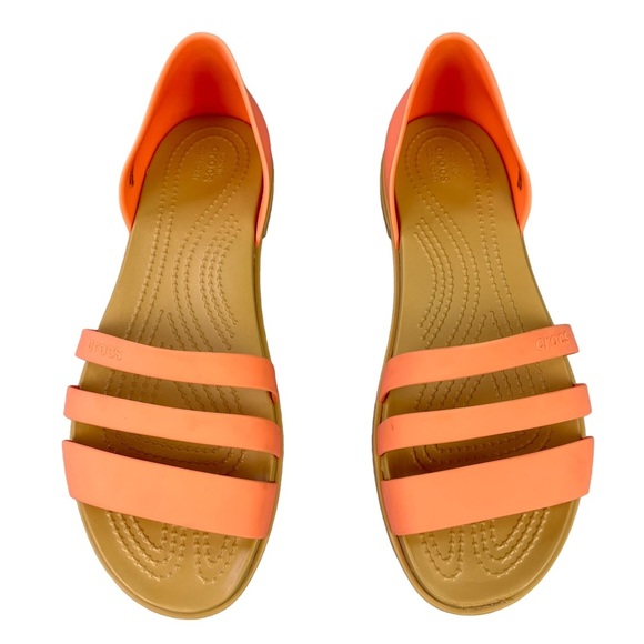 Crocs Tulum Open Toe Flats Womens Coral Strappy Sandals Size 8 - Picture 4 of 13